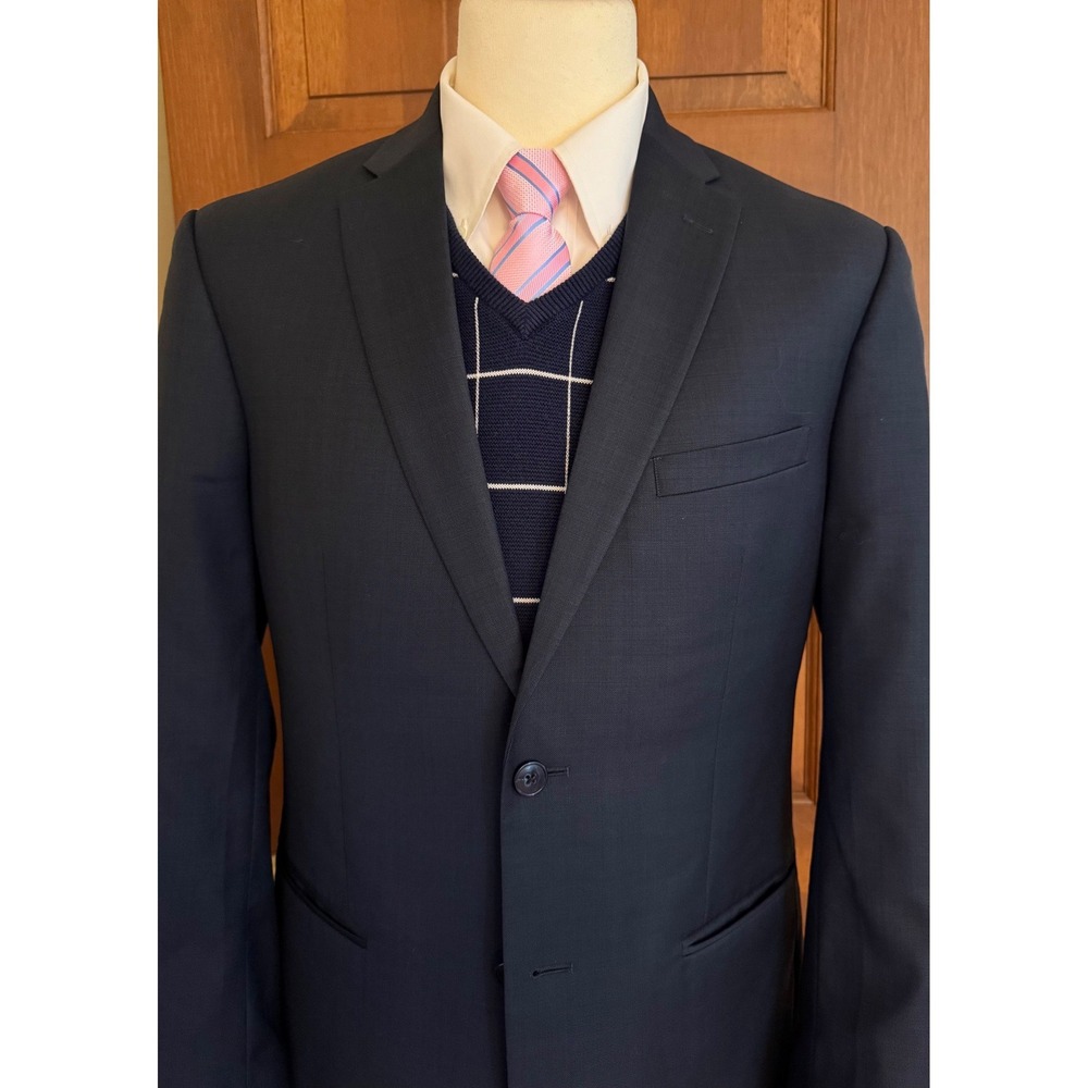 Jos. A. Bank Slim-Fit Blazer Mens 40R Blue‎ Wool Two-Button Sport Coat Jacket - Picture 2 of 15